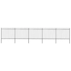 image of Vidaxl Garden Fence With Spear Top Steel 8.5X1.5 M Black