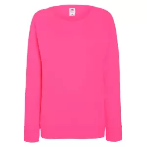 Image of Fruit OF The Loom Ladies Fitted Lightweight Raglan Sweatshirt (240 GSM) (XS) (Fuchsia)
