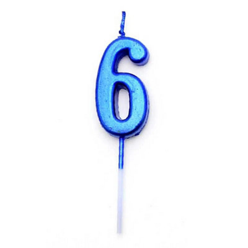 Image of Shatchi Blue 6 Number Candle Birthday Anniversary Party Cake Decorations Topper Blue unisex