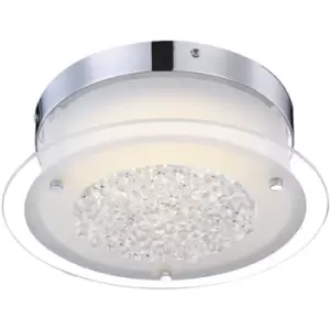 image of Italux Levi Classic 1 Light Patterned Glass Flush Ceiling Light led, 4000K