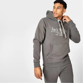 image of Jack Wills Batsford Graphic Logo Hoodie - Slate