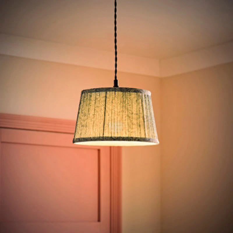 Image of ValueLights ValueLights Alba Pleated Tapered Leaf Easy Fit Ceiling Light Lamp Shade with Bulb in Blue Size: Small Blue Small Unisex 5059406069628
