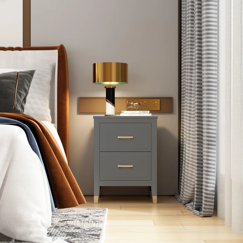 Image of Cabinet Bits Palazzi 2 Drawer Bedside Table Grey