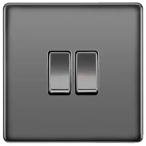 image of BG 10Ax Screwless Flat Plate Double Switch 2 Way - Black Nickel