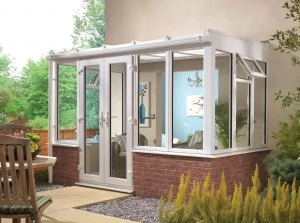 Image of Wickes Lean To Dwarf Wall White Conservatory - 15 x 12 ft