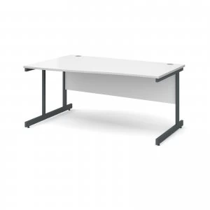 image of Contract 25 Left Hand Wave Desk 1600mm - Graphite Cantilever Frame wh