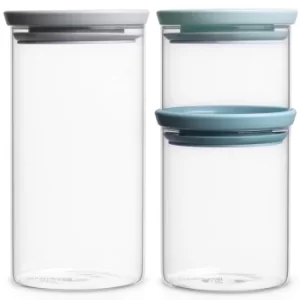 image of Brabantia Set Of 3 Stackable Glass Jars