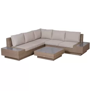 image of Outsunny 4 Pcs Rattan Sofa Furniture Set W/Cushions-Beige