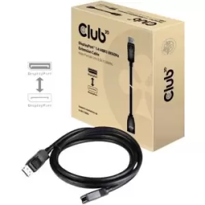 Image of club3D DisplayPort Cable extension DisplayPort plug, DisplayPort socket 2m Black CAC-1022 DisplayPort cable
