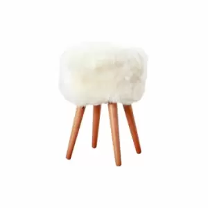 Image of Native Natural Sheepskin Wood Stool - Woodstain