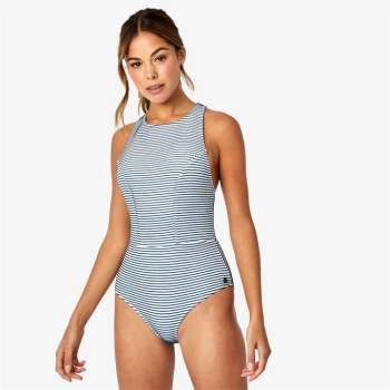 image of Jack Wills Longton Cross Back Swimsuit - Navy Stripe