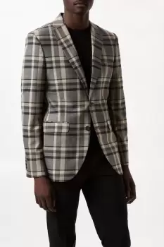 Image of Mens Slim Fit Brown Check Jacket