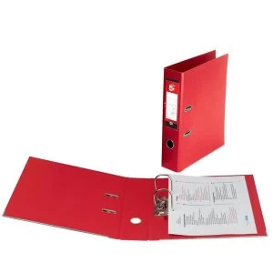 Image of 5 Star Lever Arch File PVC Spine 70mm Foolscap Red Pack 10