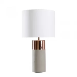 Image of Finley Cement and Copper Table Lamp with White Reni Shade