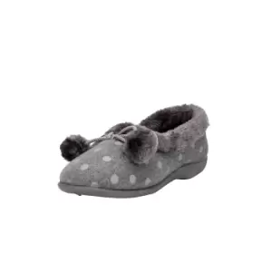 Image of Sleepers Womens/Ladies Marge Extra Comfort Memory Foam Pom-Pom Polka Dot Cuff Slippers (7 UK) (Grey)