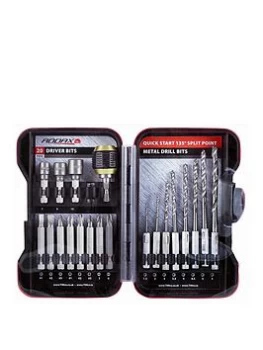 image of Timco Driver Bit & Ground Jobber Drill Bit Set - 20Pc