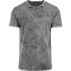 image of Build Your Brand Mens Acid Washed Tee (S) (Grey/Black)