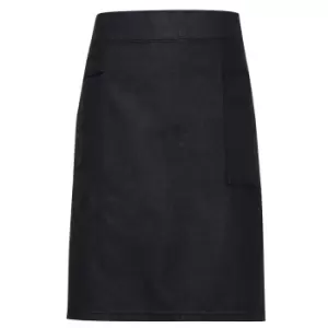 Image of Premier Unisex Adults Division Waxed Look Denim Waist Apron (indigo/Brown Denim)