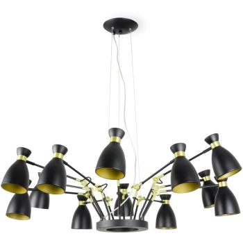 Faro Lighting - Faro Retro - 12 Light Multi Arm Ceiling Pendant Black, Copper, E14