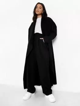 Image of Boohoo Oversized Wool Look Coat - Black, Size 10, Women