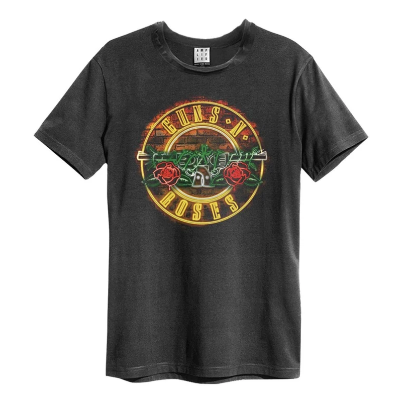 Image of Amplified Amplified Men Neon Sign Guns N Roses T-Shirt in Charcoal Size: X-Small Charcoal XS Male 5063527284143