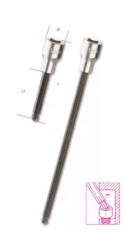 Image of Beta Tools 920BP 1/2" Square Drive Ball Head Ext. Long Hex Bit Socket Driver 5mm