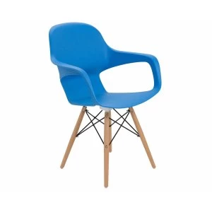 image of TC Office Ariel 2 Retro Chair with Wooden and Wire Base, Blue