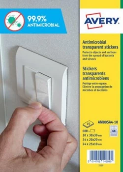 Image of Avery Antimicrobial Film Circle 63 Per Sheet 10 Sheets