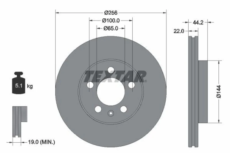 Image of Brake disc TEXTAR 92303803