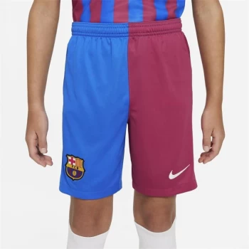 Image of Nike Barcelona Home Shorts 2021 2022 Junior - Blue/Red