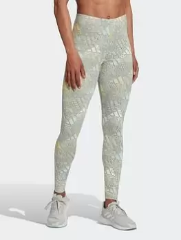Image of adidas Essentials Multi-colored Logo Leggings, Dark Grey Size M Women