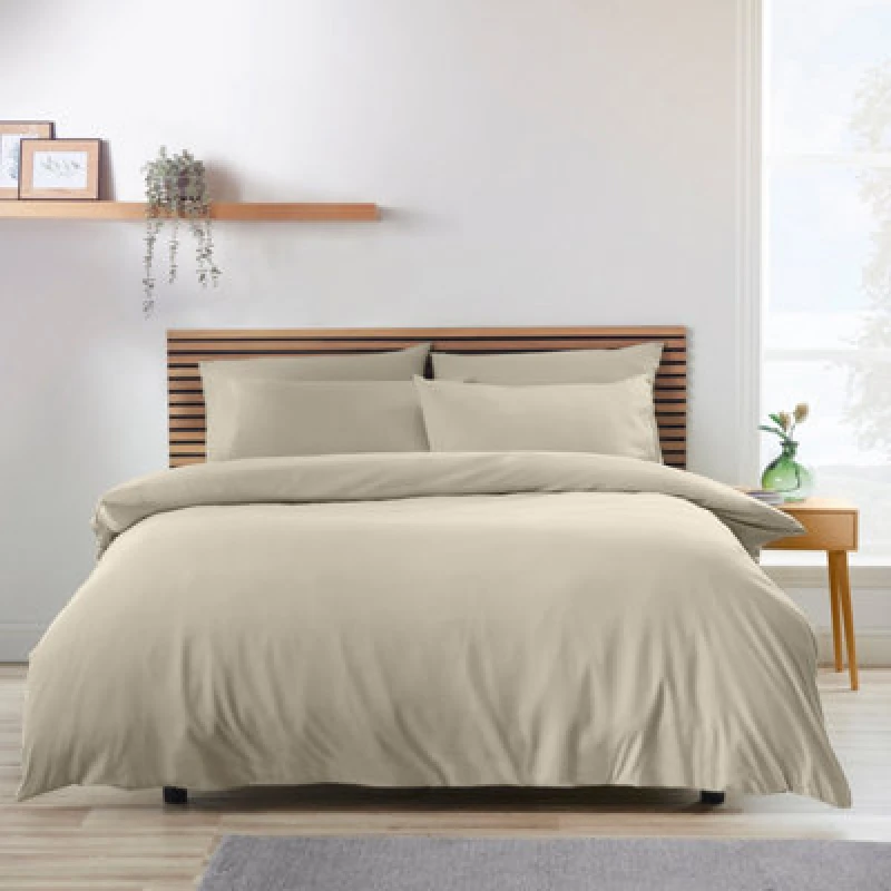 Image of Catherine Lansfield So Soft Non-Iron King Duvet Cover Set With Pillowcases Natural