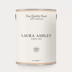 image of Laura Ashley Matt Emulsion Paint Sugared Grey White 5L