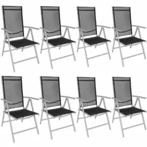 image of Tectake Folding Aluminium Garden Chairs Set Of 8 Silver