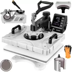 image of VEVOR Heat Press 12X15" 6 in 1 Heat Press 1000W Heat Press Machine with 360°Rotation Swing Away White Heat Press T-Shirt Sublimation Machine