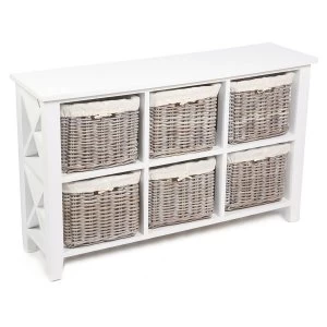 image of Robert Dyas Tocino Ready Assembled X Side 6-Basket Horizontal Wooden Storage Unit