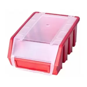 Image of Ergo m+ Box Plastic Parts Storage Stacking With Cover 116x161x75mm - Colour Red - Pack of 10