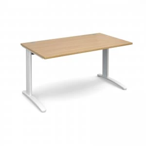 image of TR10 Straight Desk 1400mm x 800mm - White Frame Oak Top