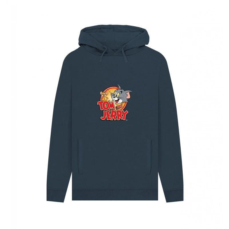 Image of Tom & Jerry Mens Graphic Vintage Hoodie in Navy Size: Small Navy Male S