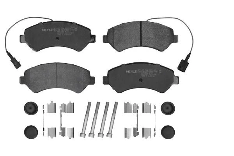 Image of MEYLE 025 244 6619/W2 Brake pad set Front Axle, incl. wear warning contact, with accessories, Original Quality, with bolts/screws Brake Pad Set,disc