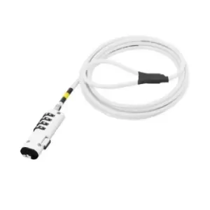Image of Mobilis 001330. Product colour: White Best uses: Notebook Lock type: Code. Cable length: 1.8 m Cable diameter: 4mm Weight: 132 g