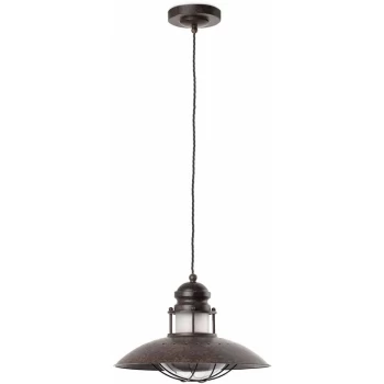 image of Faro Lighting - Faro Winch - 1 Light Dome Ceiling Pendant Brown, E27