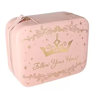 Image of Disney Princess Pink Zip Around Jewellery Case with Gold Print detail VZ700657L