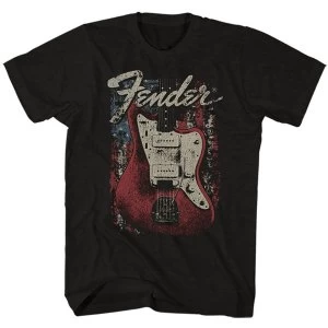 image of Fender - Distressed Guitar Mens Large T-Shirt - Black