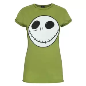 image of Nightmare Before Christmas Womens/Ladies Jack Reverse Seam T-Shirt (L) (Green)