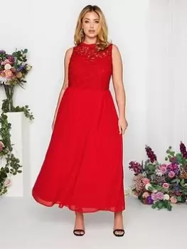 Image of Yours Occasion Lace Maxi Dress, Red, Size 16, Women