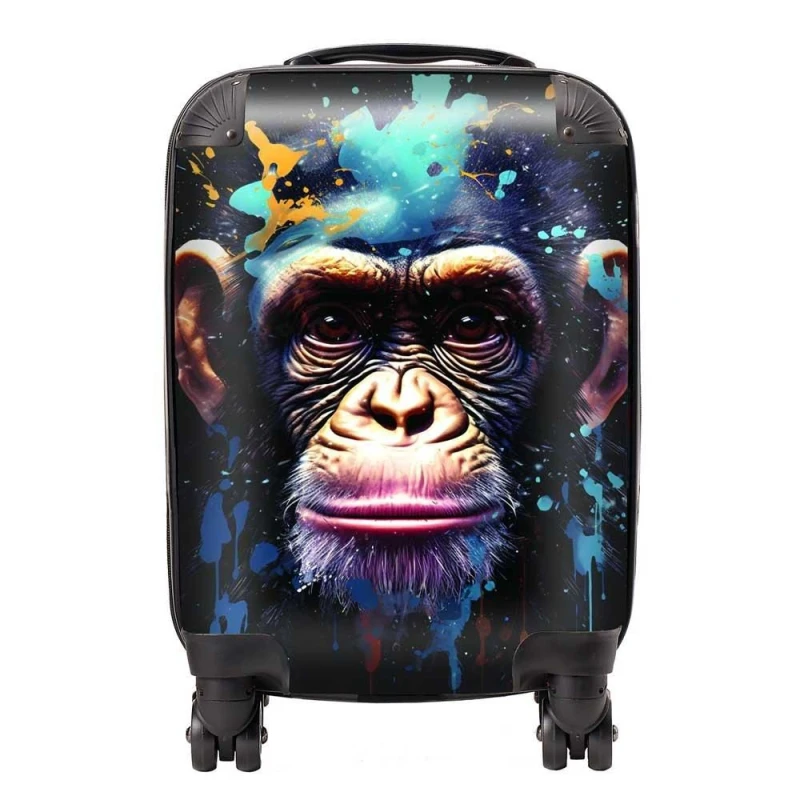 Image of Warren Reed - Designer Monkey Face Splashart with Blue Suitcase Size: Large Blue Unisex Large