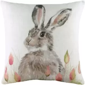 Image of Evans Lichfield - Hedgerow Hare Cushion White - White