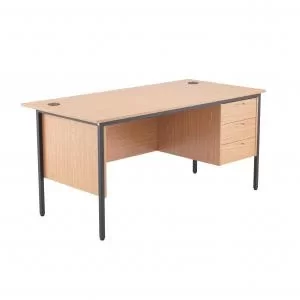 image of Jemini 18 Oak 1532mm Desk with 3 Drawer Pedestal KF839491 KF839491