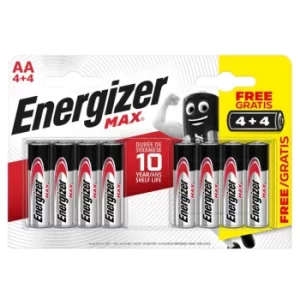 Image of Energizer Max AA 4+4 Batteries Pack of 8
